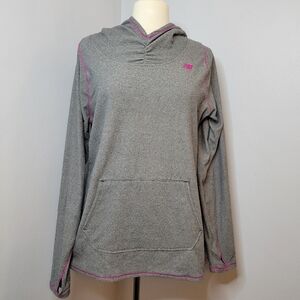 New Balance Dry Women's XL Pullover Thumb Hole Soft Hoodie Grey Pouch Pocket